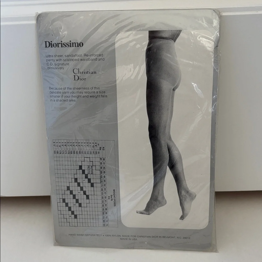 Vintage Christian Dior Pantyhose‎ Alabaster 4443 Ultrasheer Sandle Foot Size 3